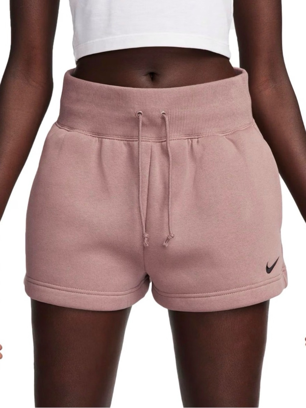 Nike Sportswear Phoenix Fleece High-Waisted Shorts in Smokey Mauve Size Large